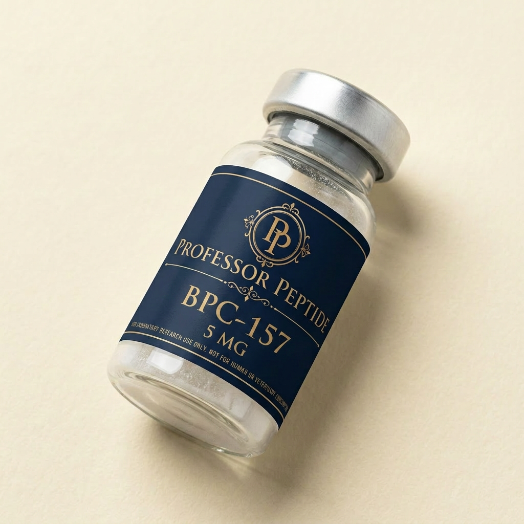 BPC-157 research vial with Professor Peptide label