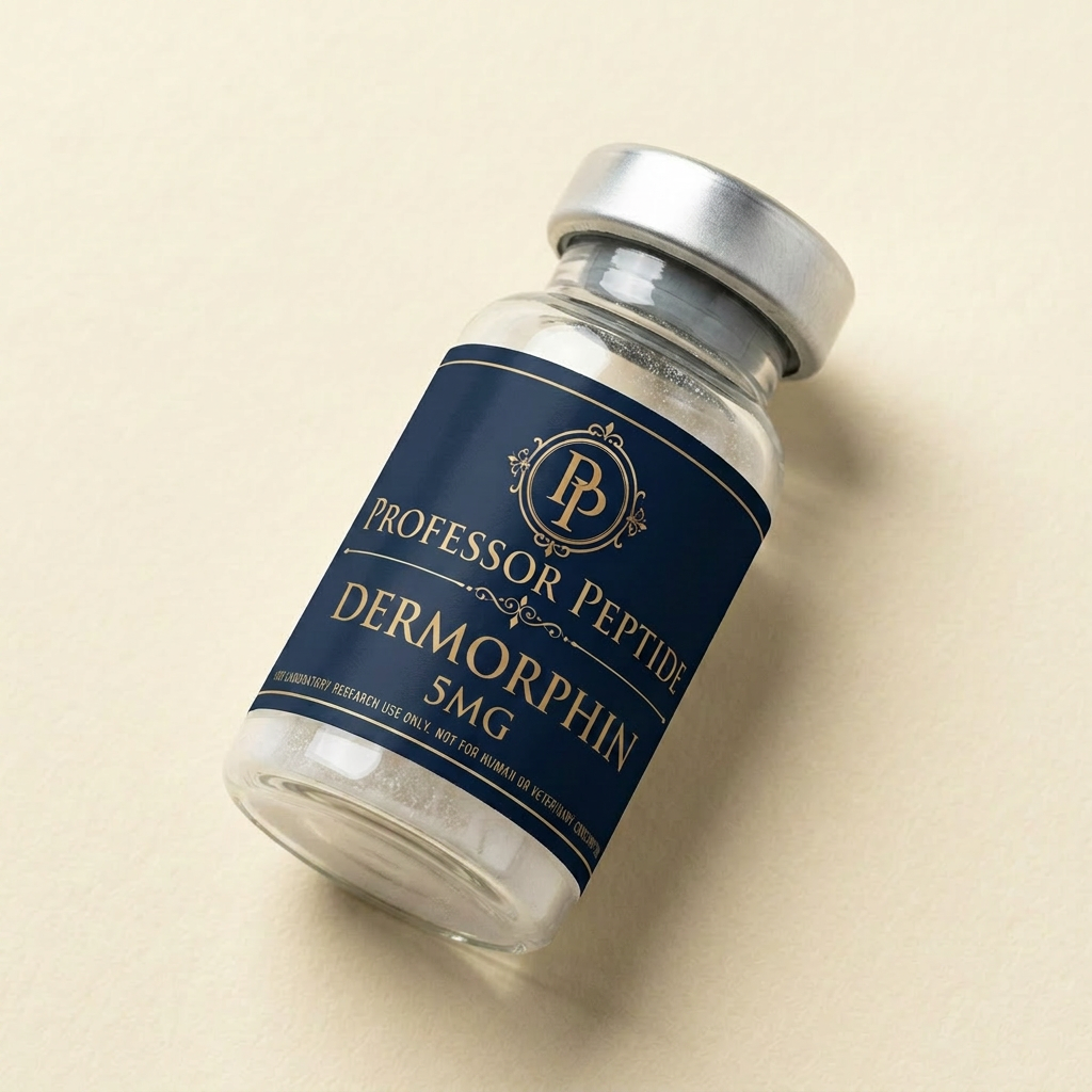 Dermorphin research vial with Professor Peptide label
